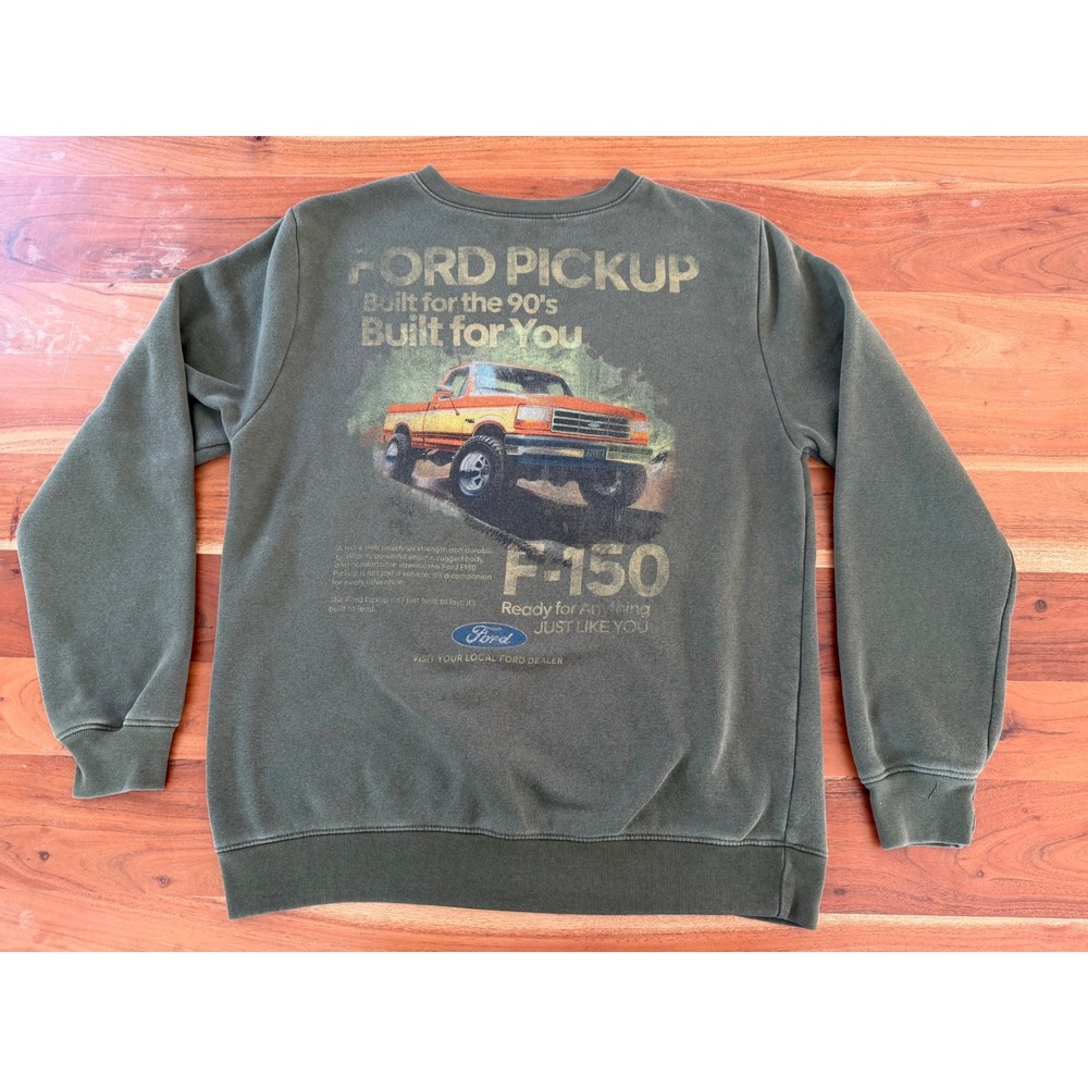 Ford Pickup F-150 Sweatshirt Mens Medium Green Built for 90s Graphic Crewneck